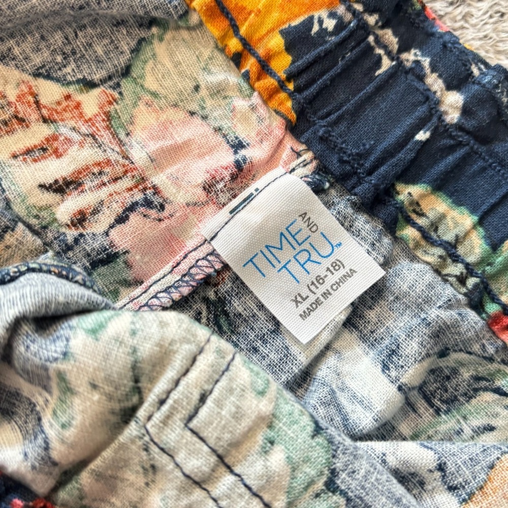 Time Tru Women Shorts XL 100% Linen Tropical Pockets Beachy Boho Hawaiian 18974 - Picture 3 of 10